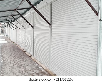 Large Covered Market With Closed Retail Space. Concept All Closed.