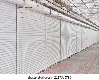 Large Covered Market With Closed Retail Space. Concept All Closed.