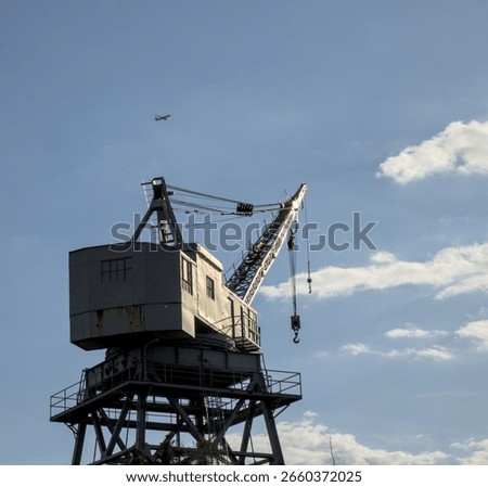 large crane on the red hook new york city brooklyn waterfront large industrial machinery history historic antique shipping ship lift