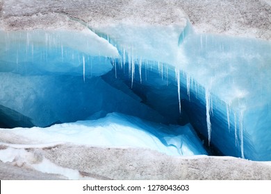 Large Crevasse In A Melting Glacier