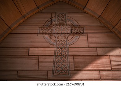 Large Cross Decoration On Presbyterian Church Building Exterior