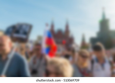 Large crowd parade theme creative abstract blur background with bokeh effect