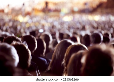 Large crowd of people watching concert or sport event