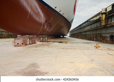 Large Cruise Ship At Dry Dock