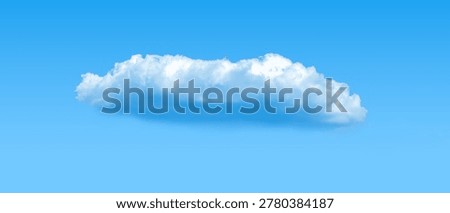 A large cumulus cloud. Clouds flowing lazily like cottony fibers against a clear, serene blue background. The sky speaks of calm, peace, and silence.