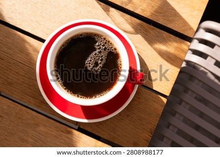 a large cup of filter coffee in a cafe in the morning