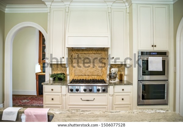 Large Custom Cream White Kitchen Cabinets Stock Photo Edit Now