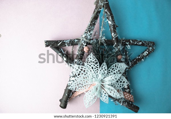 Large Decorative Beautiful Wooden Christmas Star Stock Photo Edit