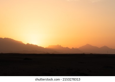 The Large Desert In Hurghada, Egypt During Sunset