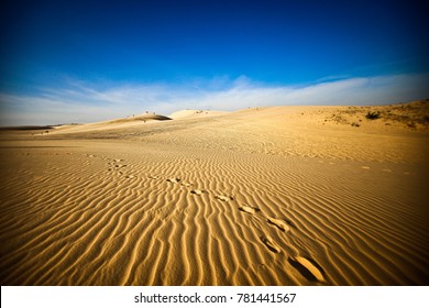 Large Desert With Wrinkles On The Floor On A Sunny Day.