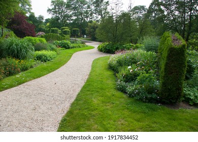 large designed landscape garden with special plants, furniture and greenery 