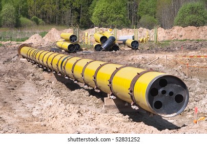 Large Diameter Gas Pipeline As It Is Prepared To Be Buried