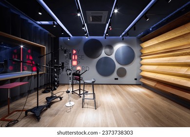 Large empty recording studio interior 