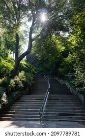 Large Empty Staircase At Morningside Park In Morningside Heights Of New York City During The Summer