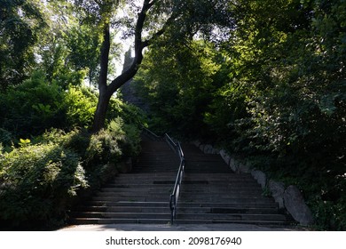 Large Empty Staircase At Morningside Park In Morningside Heights Of New York City During The Summer