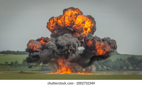A large explosion during daylight in an open field