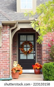 Large Fall Wreath On A Door