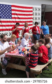 Large Family Gathering For A 4th Of July Barbecue