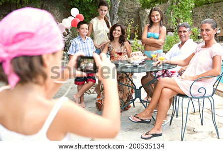 Similar – Group of people having fun in a summer day