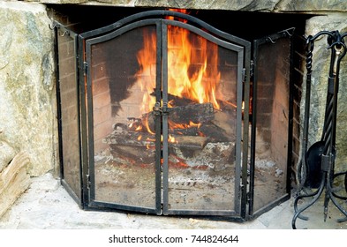 A large fire place