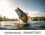 large fish jumping out of the water with it