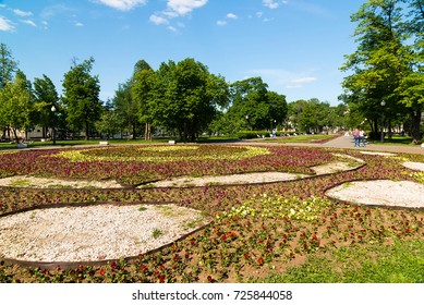 Large Flower Bed On Bolotnaya Square In Moscow In Russia