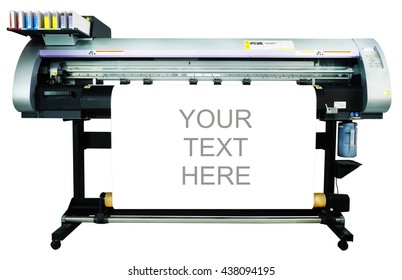 Large Format Ink Jet Printer  Isolated On White Background