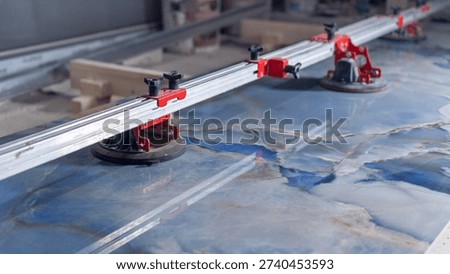 large format tile transfer. tile carrier. professional tool, large size blue tiles xxl. repair, professional tile installation