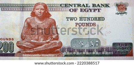 50 EGP LE fifty Egyptian pounds cash money bills with a image of