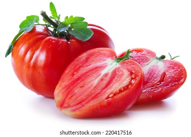 Large Fresh  Ox Heart Tomatoes,isolated On White.