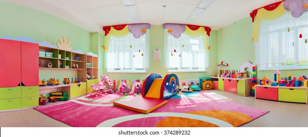 A large game room in the kindergarten. - Shutterstock ID 374289232