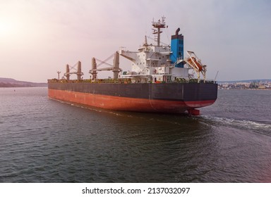 Large General Cargo Ship Tanker Bulk Carrier, Aerial View