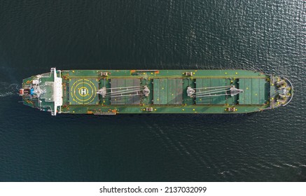 Large General Cargo Ship Tanker Bulk Carrier, Aerial View