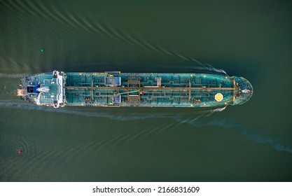 Large General Cargo Ship Tanker Bulk Carrier, Aerial View.