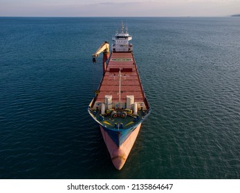 Large General Cargo Ship, Top Down Aerial.