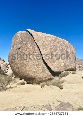 Large Giant Boulder split rocks at Joshua Tree