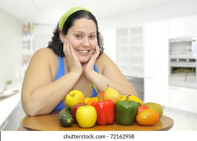 Large Girl With Fruit And Vegetables