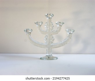 Large Glass Candle Holder From Sweden 1970s