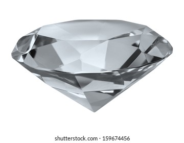 Large Glass Diamond Cubic Zirconia Isolated On White Background.