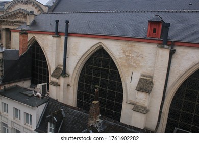 Large Glass In Lead Windown Of A Church, Photographed From The Roof Of The Next Building
