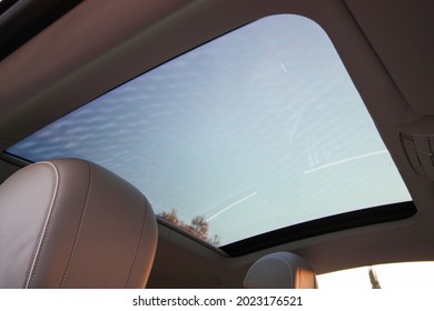 Large Glass Sunroof Of A Luxury Vehicle