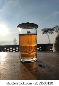 A Large Glass Of Warm Sweet Tea, Perfect For A Morning Drink.