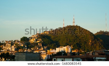 Large Green Mountain View at Sunset In Puerto Vallarta Mexico