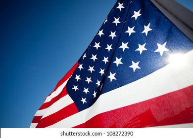 Large Group Of American Flags Commemorating A National Holiday, Veterans Day, Independence Day, 9/11, Etc