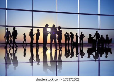 Large Group Of Business People Meeting At Sunrise