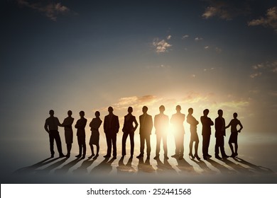 Large Group Of Business People Standing In Line