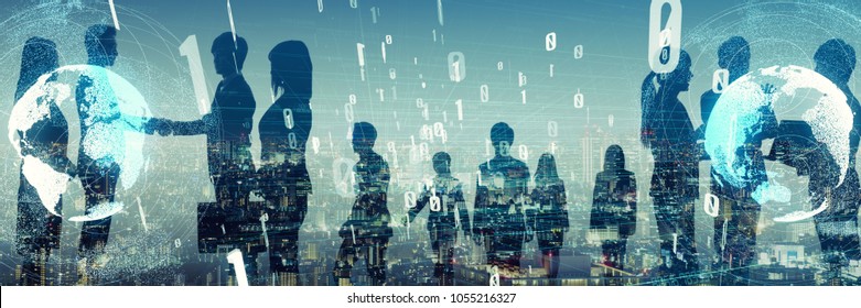 Large group of businessperson. Business and technology concept.