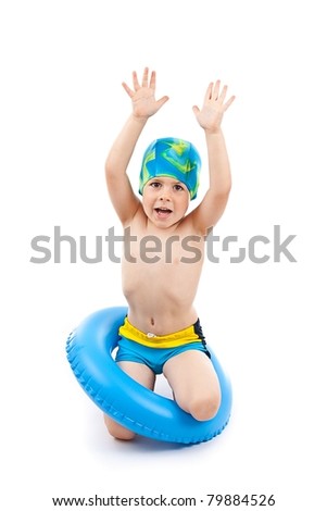 Similar – photo of an adorable boy learning to swim