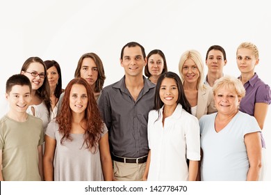 A Large Group Of Different People Posing Together.