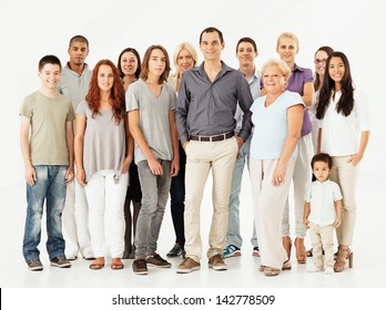 A Large Group Of Different People Posing Together.